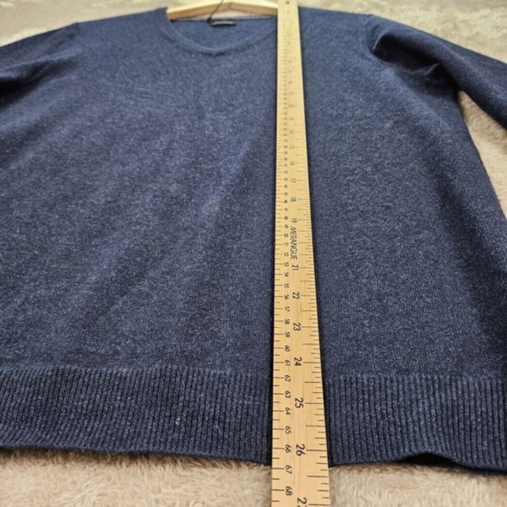Massimo Dutti 100% Cashmere Sweater V-Neck Pullover Blue Long Sleeve Mens Size M - Picture 5 of 10